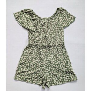 Zunie Girl Romper Size Age 7/8 Green Floral